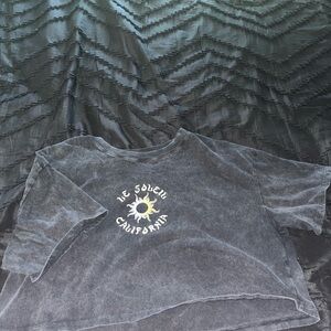Hollister Kids Washed Black Tee with Sun Graphic